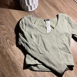 Zara Olive Green cropped long sleeve